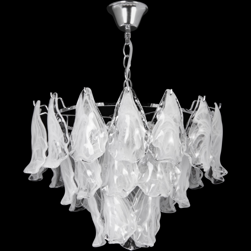 Pendel med kædeophæng 4xE27/60W/230V diameter 40 cm skinnende krom/hvid