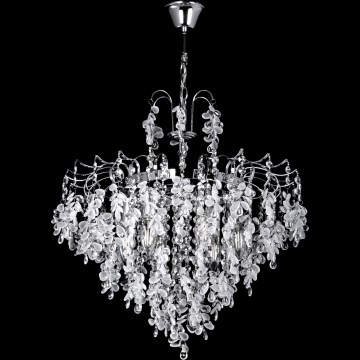 Pendel med kædeophæng 6xE14/60W/230V diameter 50 cm skinnende krom