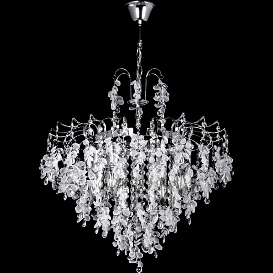 Pendel med kædeophæng 6xE14/60W/230V diameter 50 cm skinnende krom