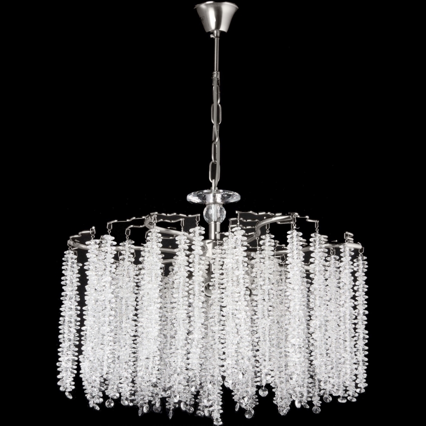 Pendel med kædeophæng 7xE14/60W/230V diameter 54 cm skinnende krom