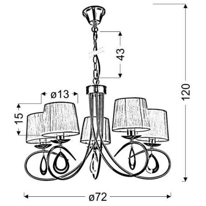 Pendel med kædeophæng ARNIKA 5xE14/40W/230V mat krom/hvid