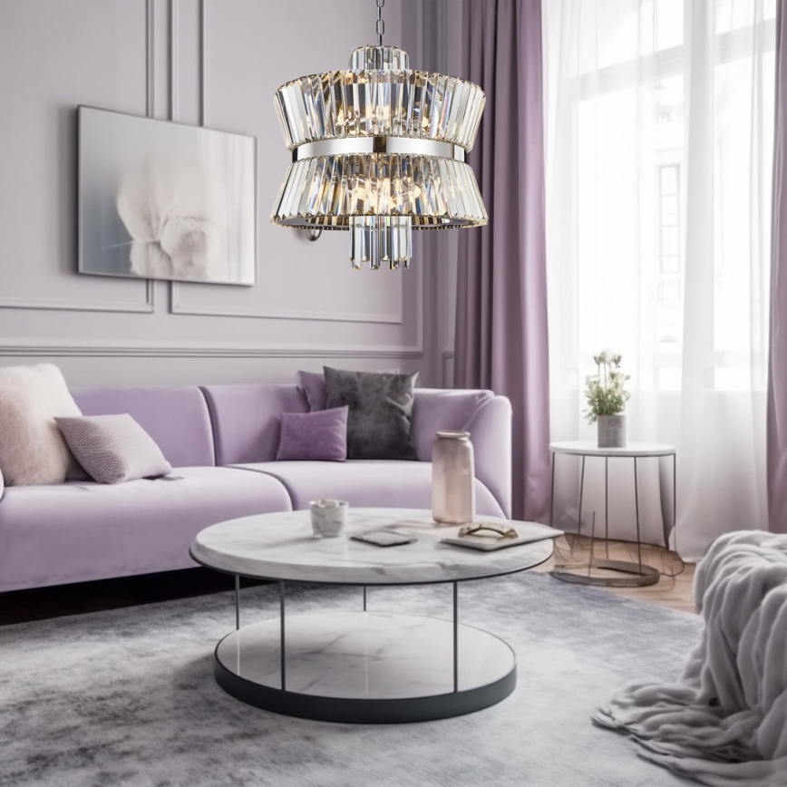 Pendel med kædeophæng AURELIA 12xE14/40W/230V mat krom