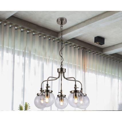 Pendel med kædeophæng BALLET 5xE27/40W/230V mat krom