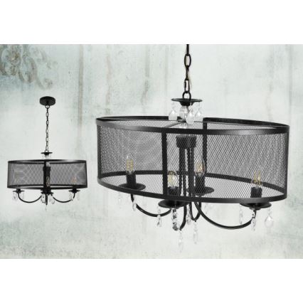 Pendel med kædeophæng BRESSO 4xE14/12W/230V sort