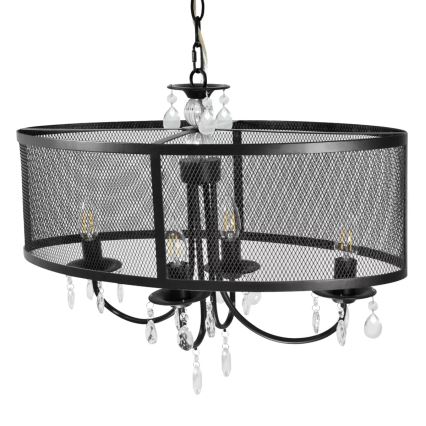 Pendel med kædeophæng BRESSO 4xE14/12W/230V sort