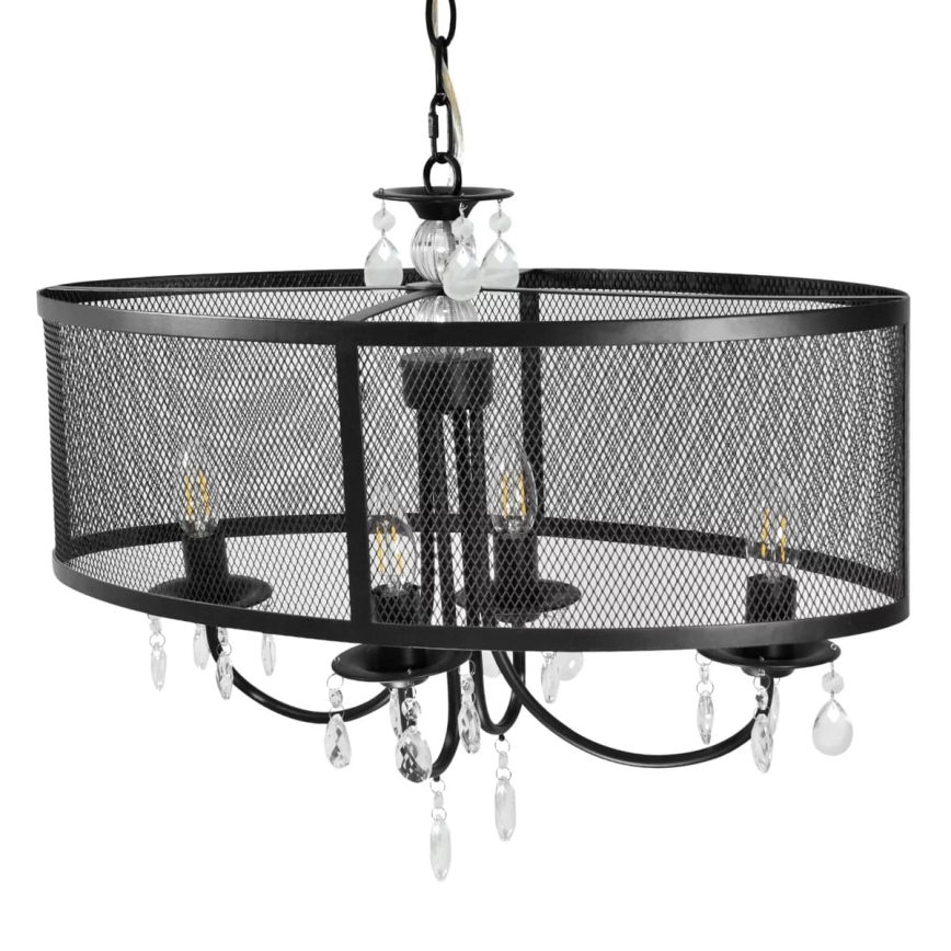 Pendel med kædeophæng BRESSO 4xE14/12W/230V sort