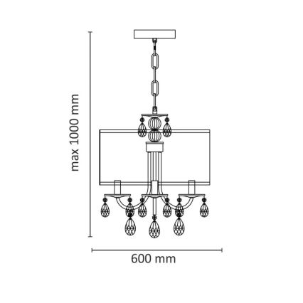 Pendel med kædeophæng BRESSO 4xE14/12W/230V sort