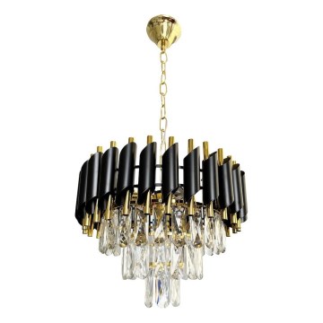 Pendel med kædeophæng CRISTAL 5xE14/40W/230V guldfarvet/sort
