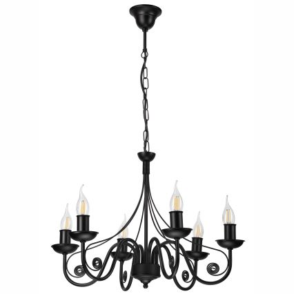 Pendel med kædeophæng DONATO 6xE14/40W/230V sort