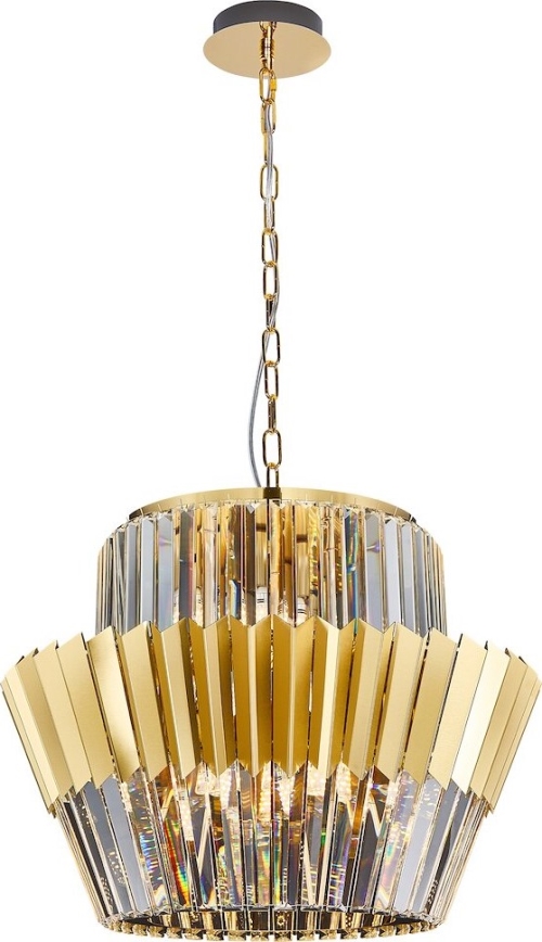 Pendel med kædeophæng DONNA 12xE14/40W/230V diameter 55 cm guldfarvet