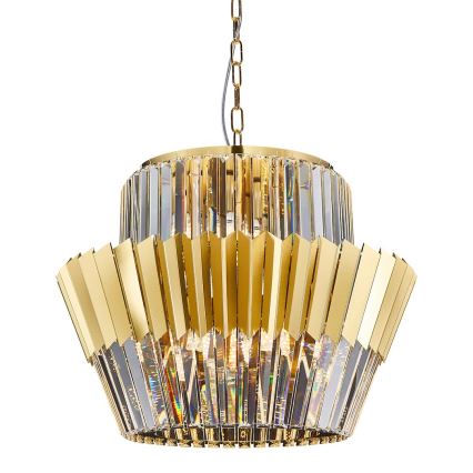 Pendel med kædeophæng DONNA 12xE14/40W/230V diameter 55 cm guldfarvet