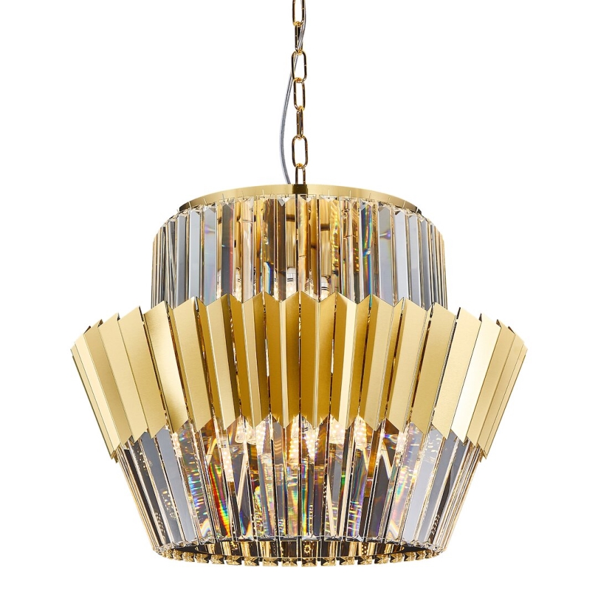 Pendel med kædeophæng DONNA 12xE14/40W/230V diameter 55 cm guldfarvet