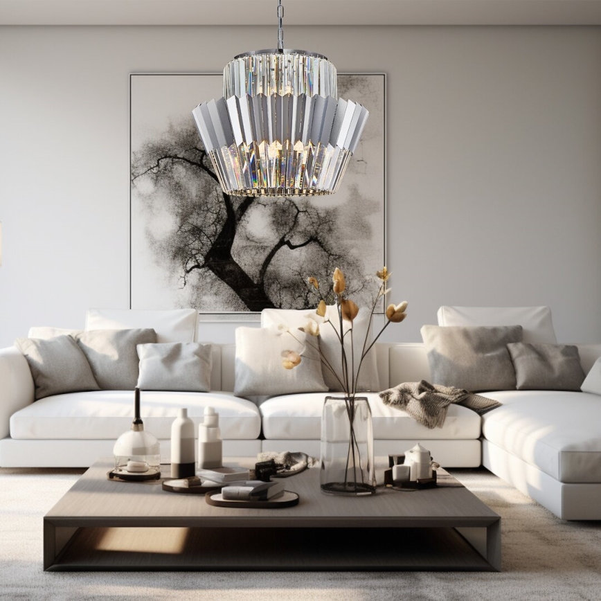 Pendel med kædeophæng DONNA 12xE14/40W/230V diameter 55 cm mat krom