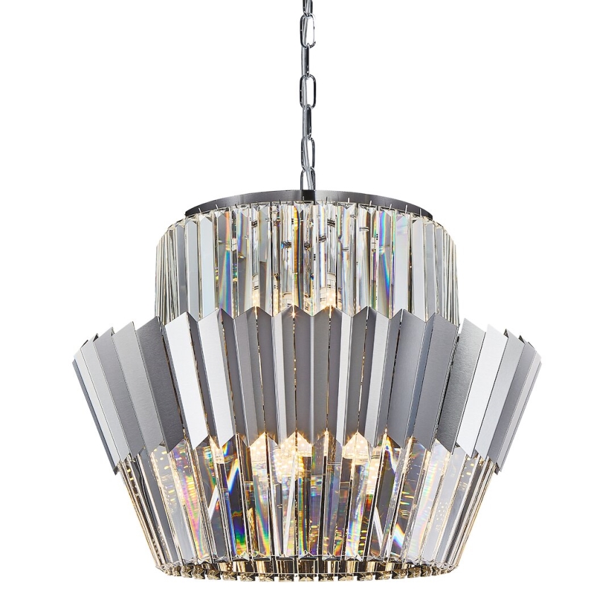 Pendel med kædeophæng DONNA 12xE14/40W/230V diameter 55 cm mat krom