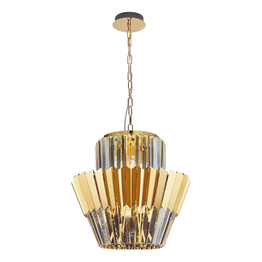 Pendel med kædeophæng DONNA 9xE14/40W/230V diameter 45 cm guldfarvet