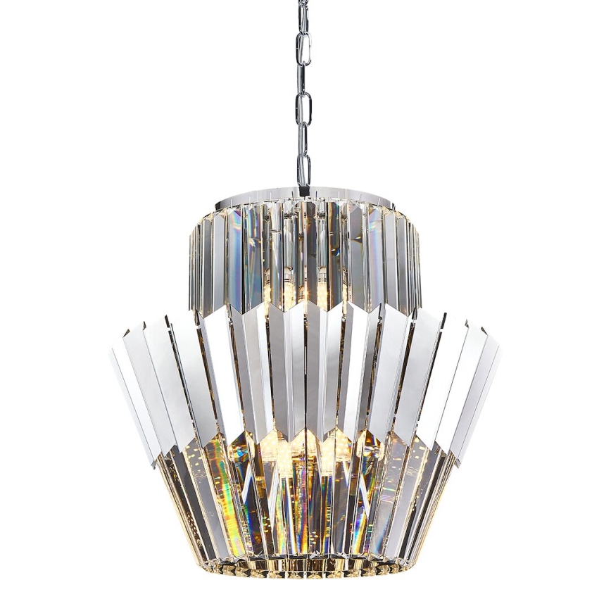 Pendel med kædeophæng DONNA 9xE14/40W/230V diameter 45 cm mat krom