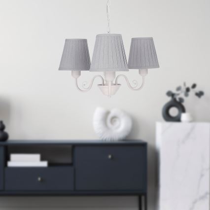Pendel med kædeophæng FIREZ 3xE27/40W/230V hvid/grå