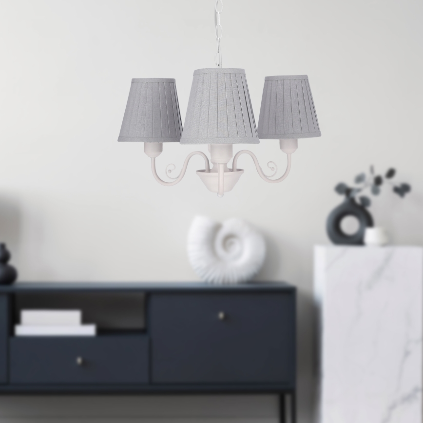 Pendel med kædeophæng FIREZ 3xE27/40W/230V hvid/grå