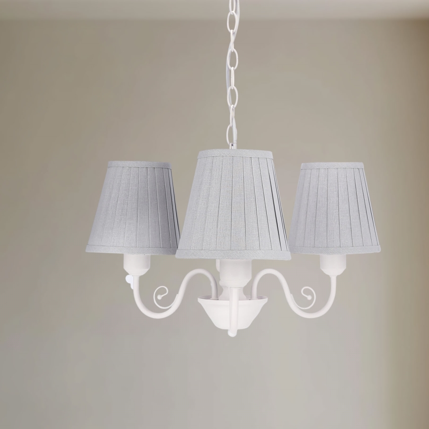 Pendel med kædeophæng FIREZ 3xE27/40W/230V hvid/grå
