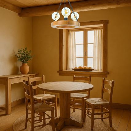 Pendel med kædeophæng IOS 3xE27/60W/230V diameter 30 cm bøg - FSC certificeret
