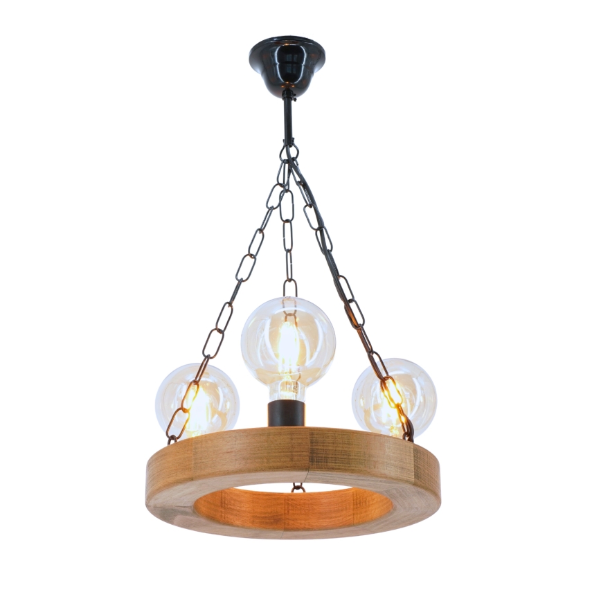 Pendel med kædeophæng IOS 3xE27/60W/230V diameter 30 cm bøg - FSC certificeret