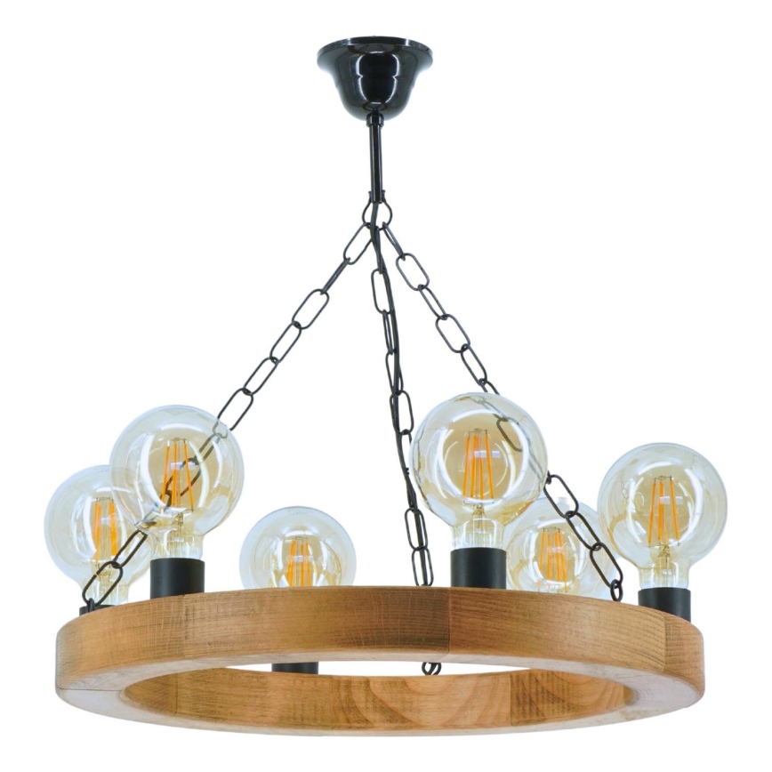 Pendel med kædeophæng IOS 6xE27/60W/230V diameter 50 cm bøg - FSC certificeret