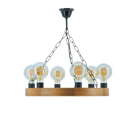 Pendel med kædeophæng IOS 6xE27/60W/230V diameter 50 cm bøg - FSC certificeret