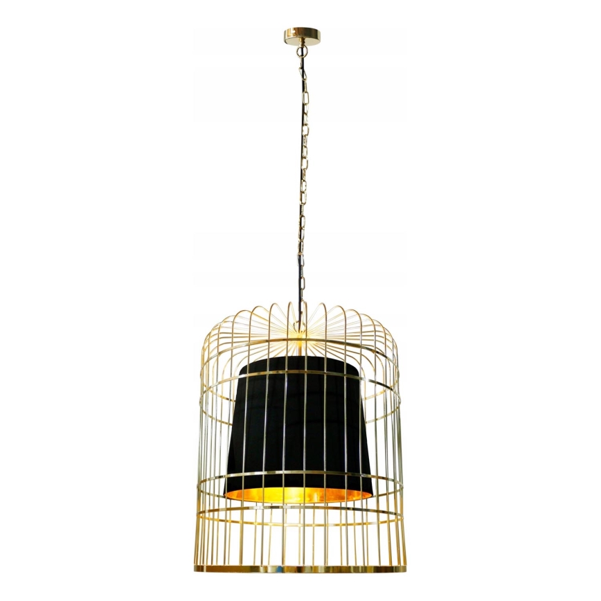 Pendel med kædeophæng LONGIS 2xE27/60W/230V diameter 60 cm guldfarvet/sort