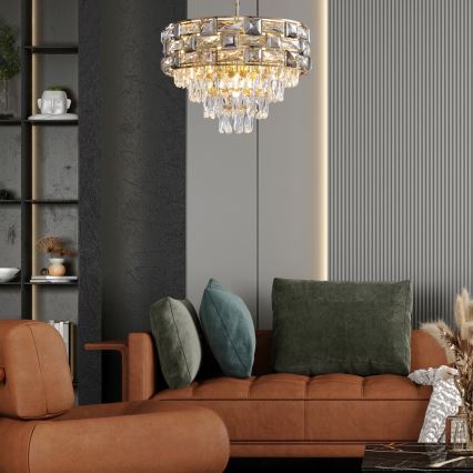 Pendel med kædeophæng LUXURIA 9xE14/40W/230V guldfarvet