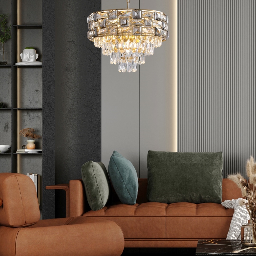 Pendel med kædeophæng LUXURIA 9xE14/40W/230V guldfarvet