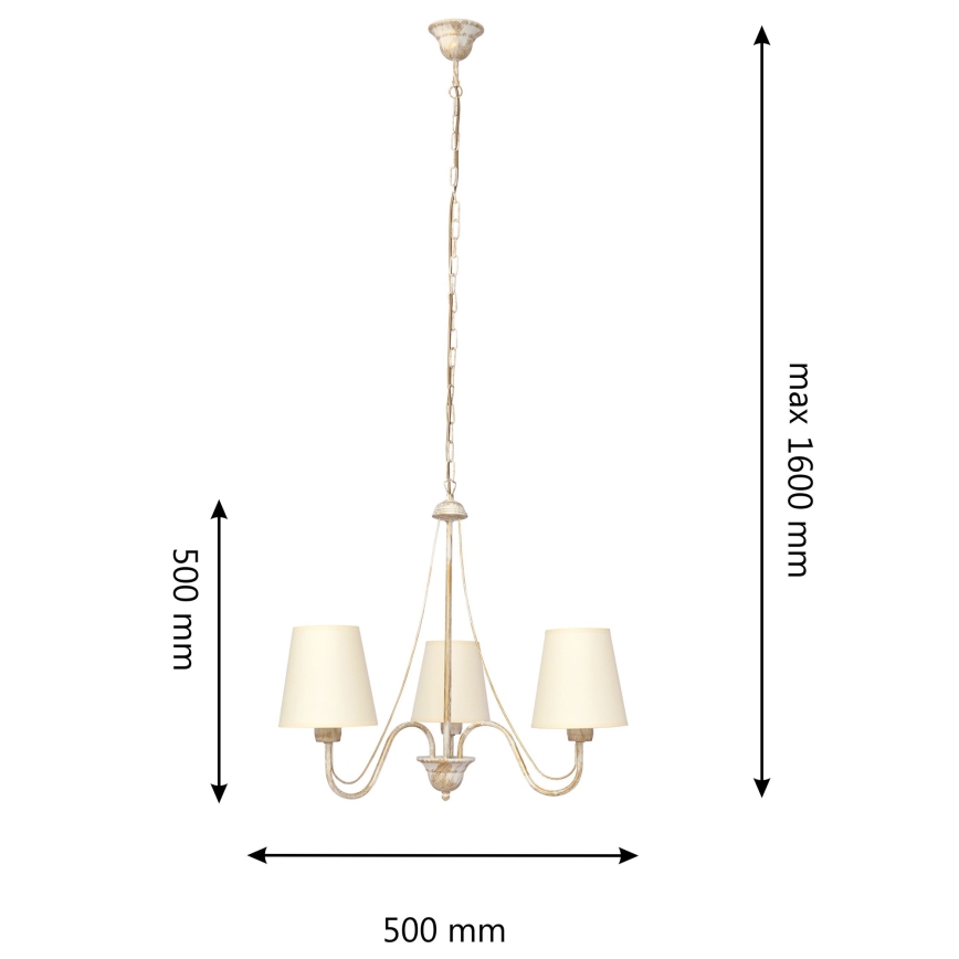Pendel med kædeophæng MALBO 3xE27/15W/230V beige