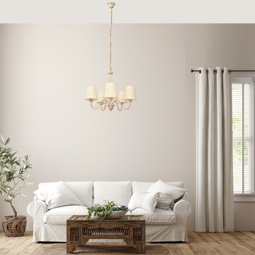 Pendel med kædeophæng MALBO 5xE27/15W/230V beige