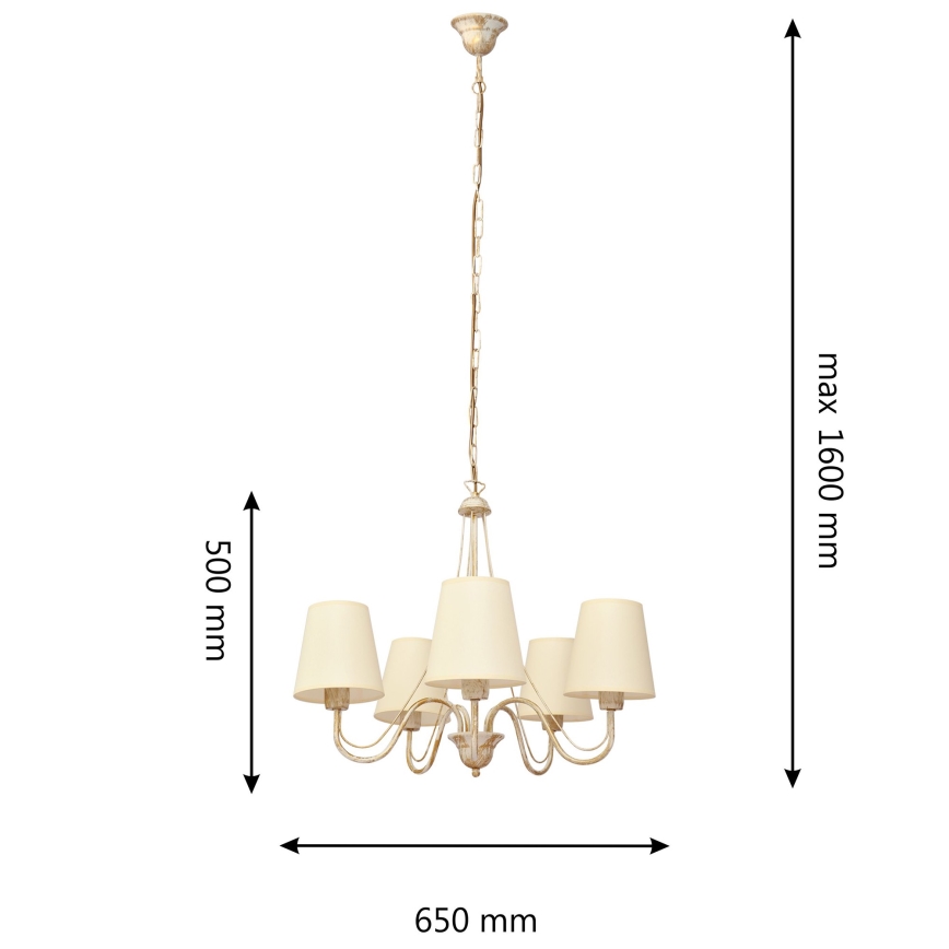 Pendel med kædeophæng MALBO 5xE27/15W/230V beige