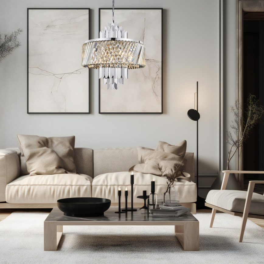 Pendel med kædeophæng MARGOT 9xE14/40W/230V mat krom