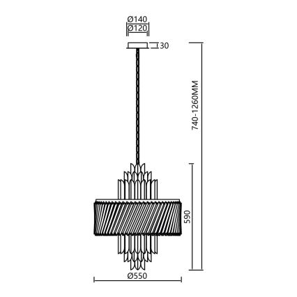 Pendel med kædeophæng MARGOT 9xE14/40W/230V mat krom