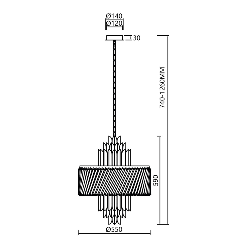 Pendel med kædeophæng MARGOT 9xE14/40W/230V mat krom