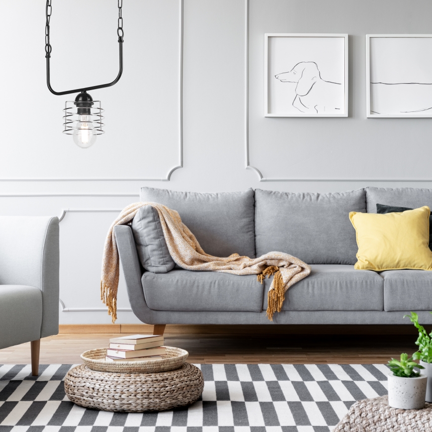Pendel med kædeophæng MORGAN 1xE27/60W/230V sort/krom