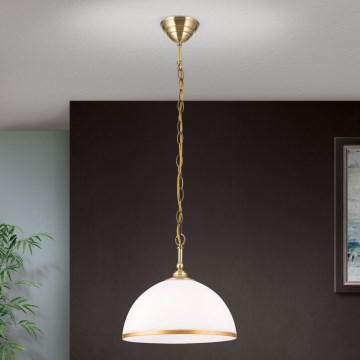 Pendel med kædeophæng OLD LAMP 1xE27/40W/230V diameter 30 cm hvid/messing