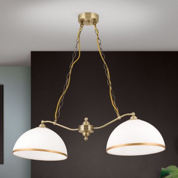 Pendel med kædeophæng OLD LAMP 2xE27/40W/230V hvid/messing