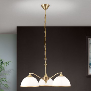 Pendel med kædeophæng OLD LAMP 3xE27/40W/230V diameter 65 cm hvid/messing