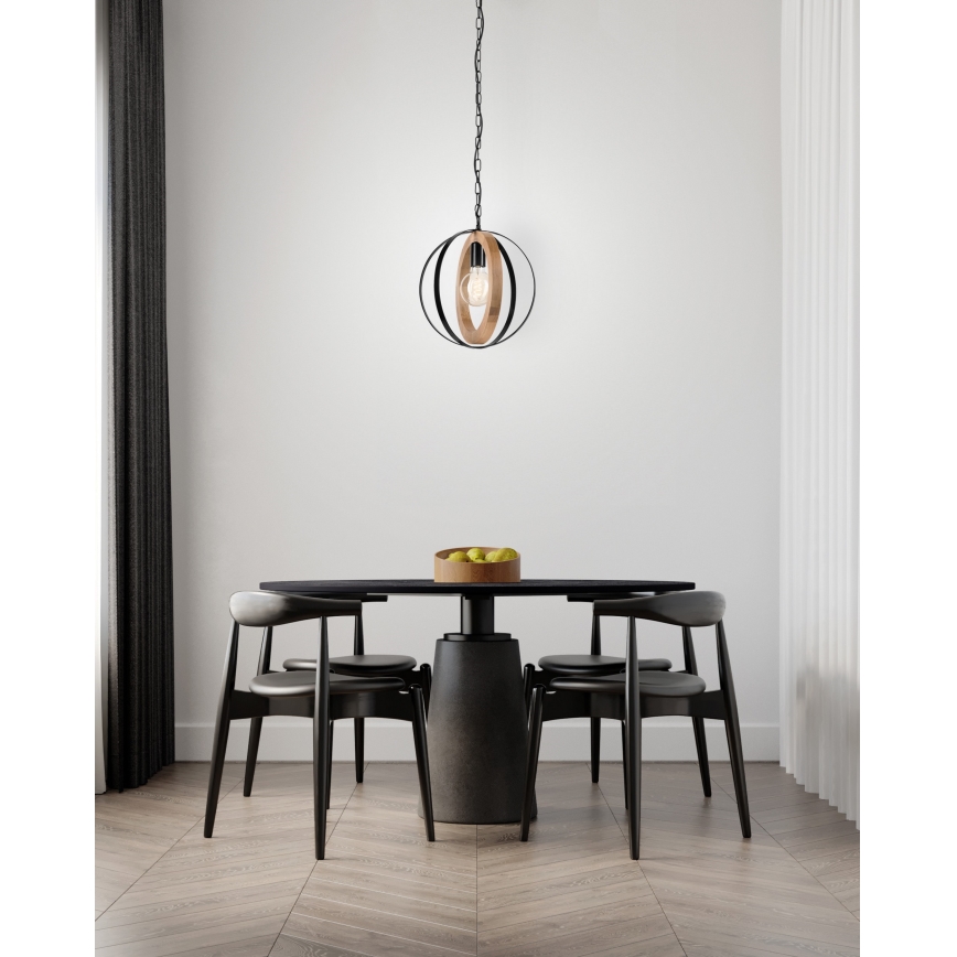 Pendel med kædeophæng ONDA 1xE27/15W/230V sort/eg