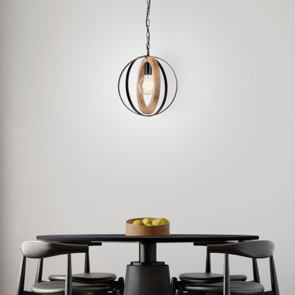 Pendel med kædeophæng ONDA 1xE27/15W/230V sort/eg