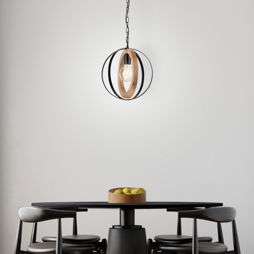 Pendel med kædeophæng ONDA 1xE27/15W/230V sort/eg
