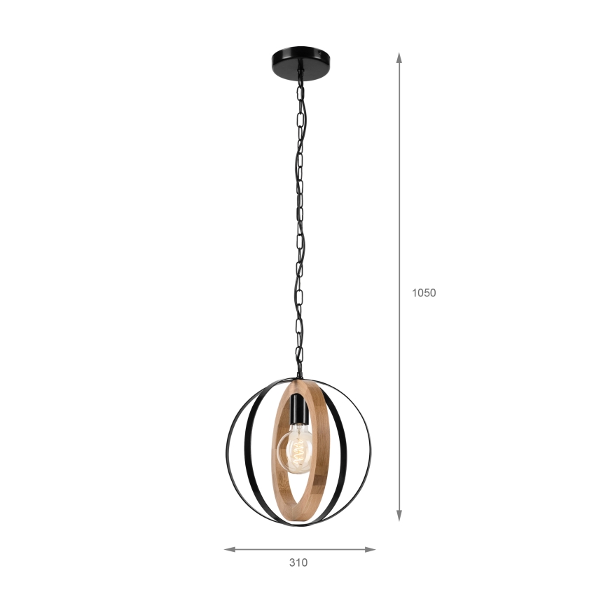 Pendel med kædeophæng ONDA 1xE27/15W/230V sort/eg