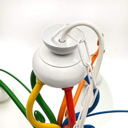 Pendel med kædeophæng RETRO 5xE27/60W/230V hvid/farverig