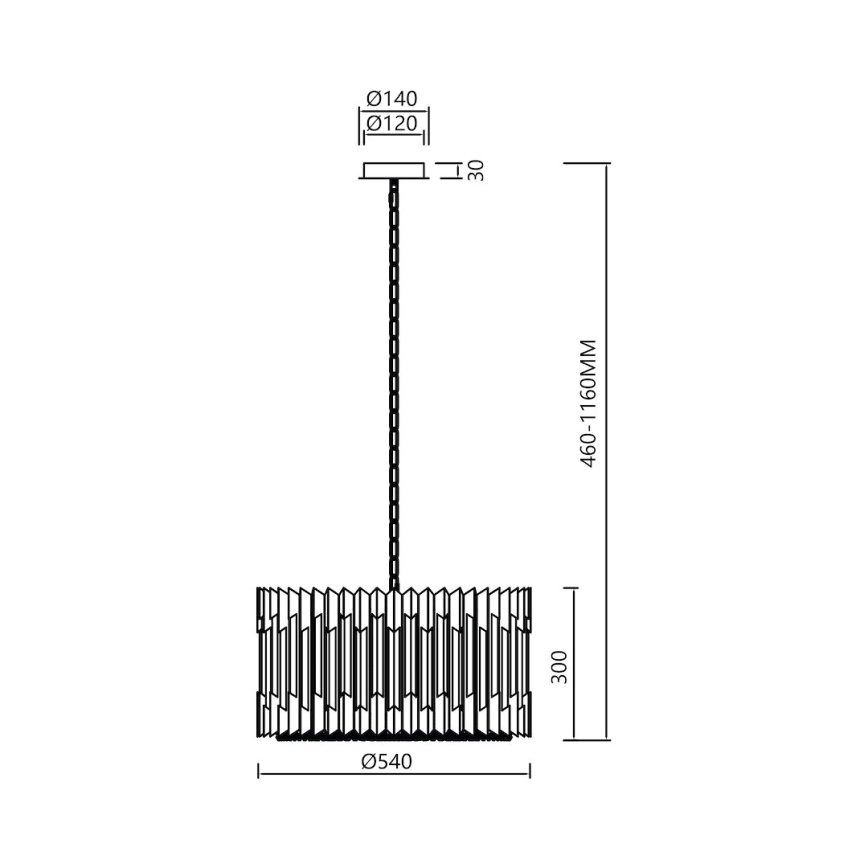 Pendel med kædeophæng RITZ 12xE14/40W/230V diameter 54 cm guldfarvet