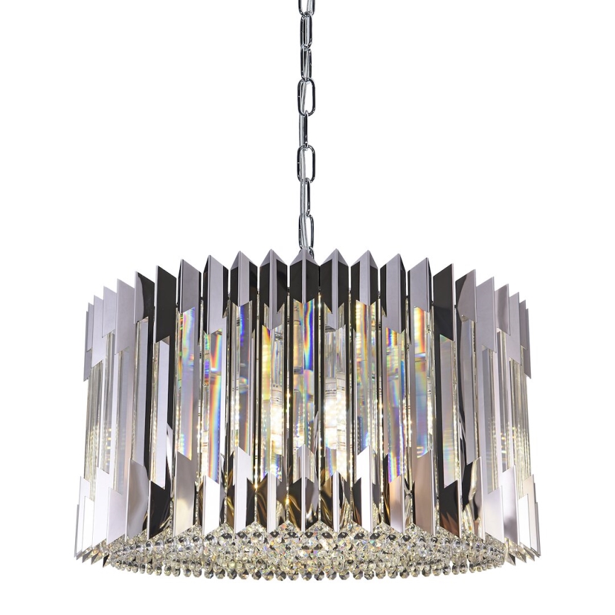 Pendel med kædeophæng RITZ 12xE14/40W/230V diameter 54 cm skinnende krom