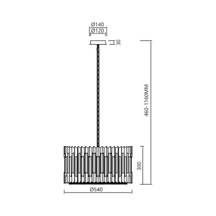 Pendel med kædeophæng RITZ 12xE14/40W/230V diameter 54 cm skinnende krom