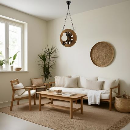 Pendel med kædeophæng ROATA 2xE14/40W/230V bøg - FSC certificeret