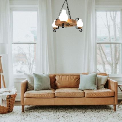 Pendel med kædeophæng ROATA 3xE14/40W/230V bøg - FSC certificeret